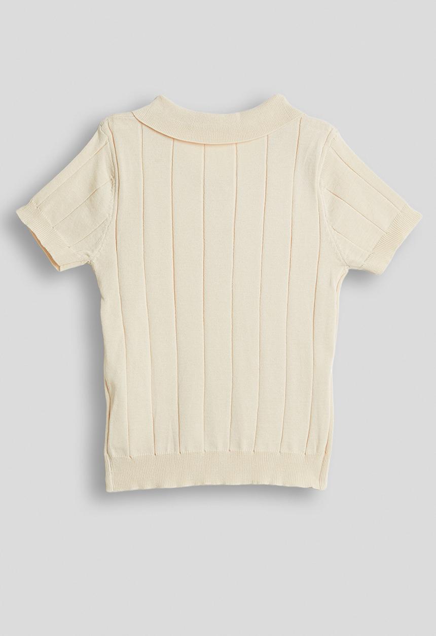 Pop Candy - Knit henley tee - cream