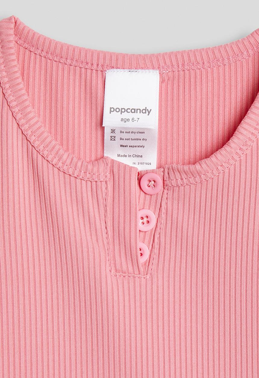 Pop Candy - Ribbed henley tee - pink