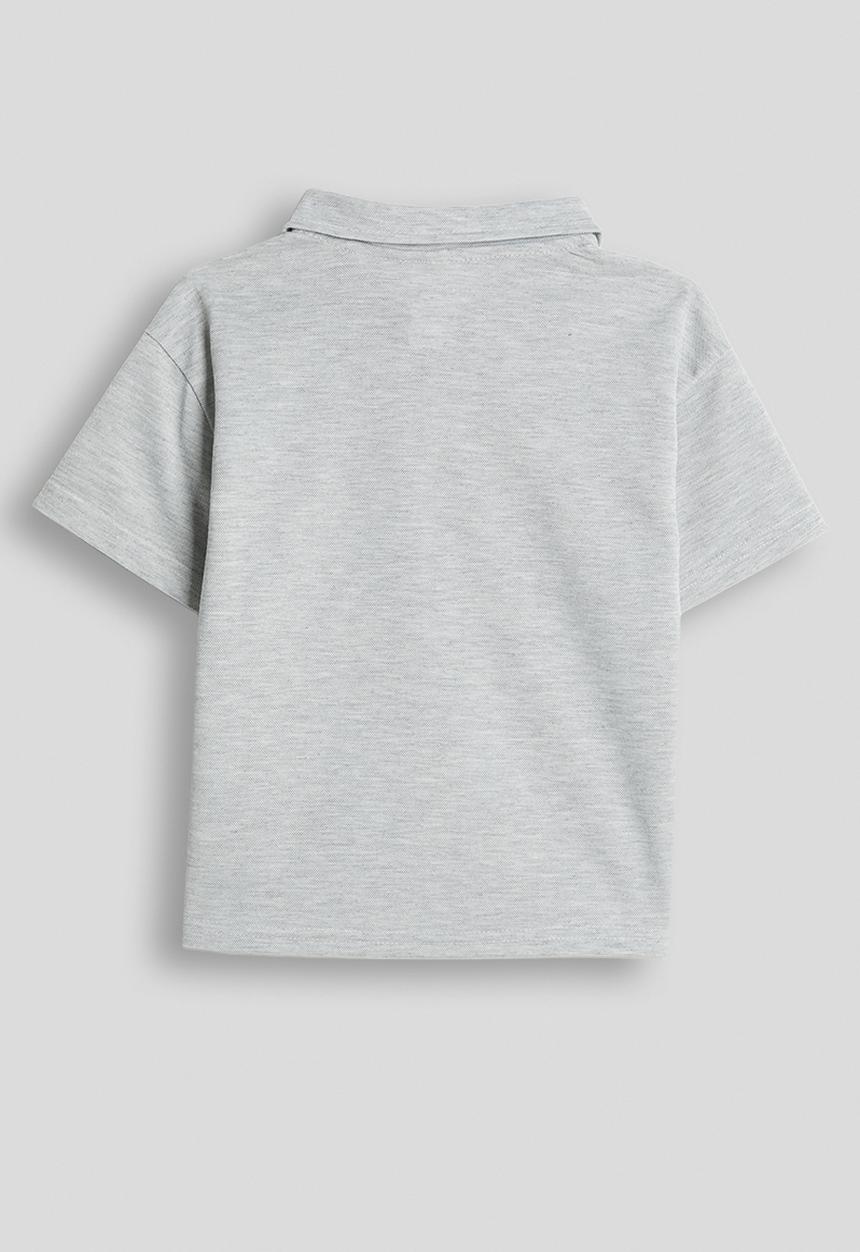 Pop Candy - Knit polo shirt - grey melange