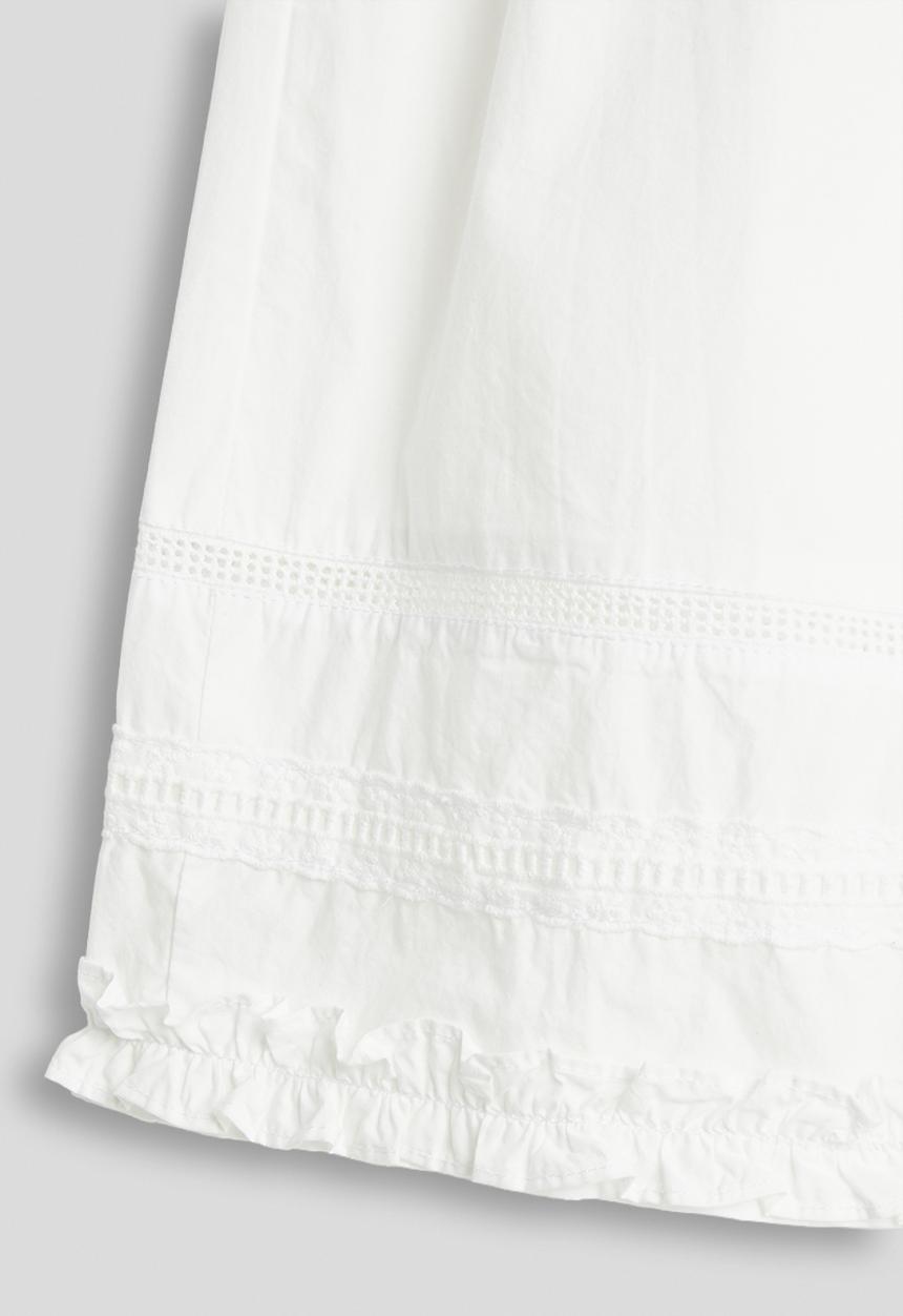 Pop Candy - Lace trim pants with hem ruffle - white