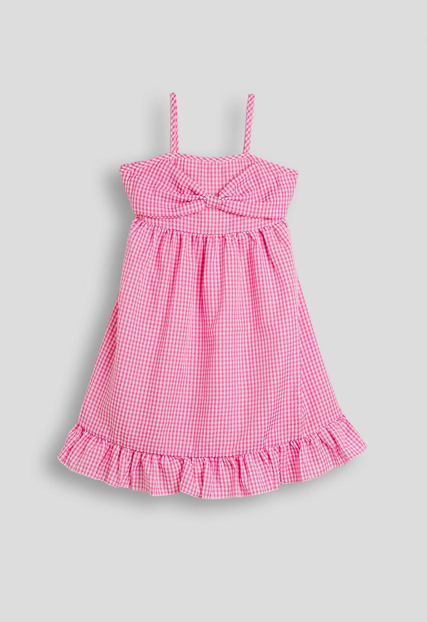 Pop Candy - Gingham spaghetti strap ruffle hem dress - pink