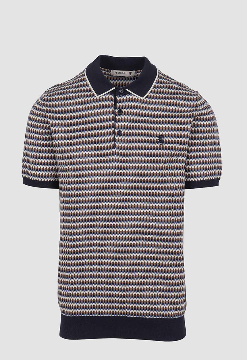Pringle of Scotland - Damon Jacquard Multi Knitted Golfer - Navy