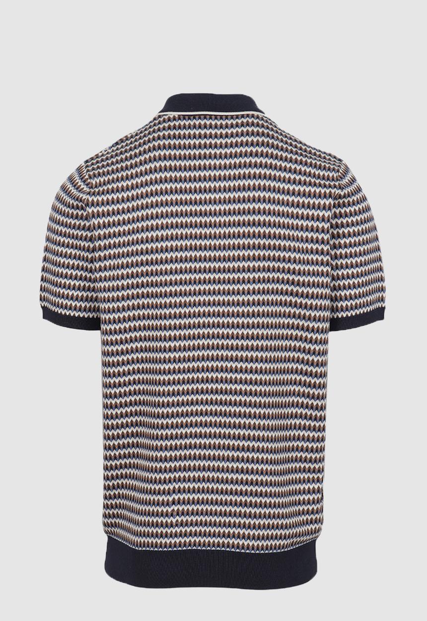 Pringle of Scotland - Damon Jacquard Multi Knitted Golfer - Navy