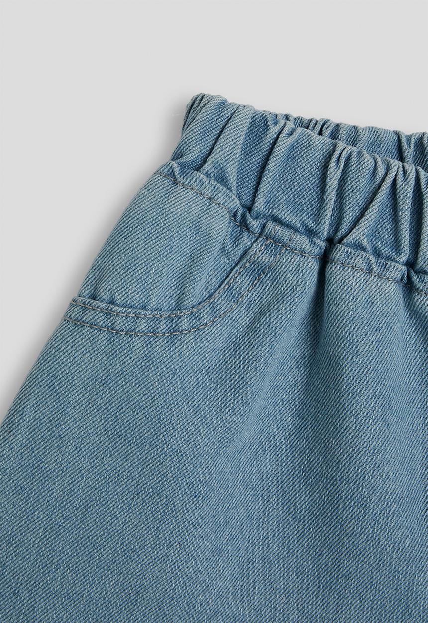 Pop Candy - Frilled hem denim shorts - blue