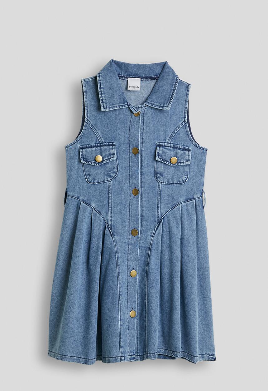 Pop Candy - Princess seam denim dress - blue