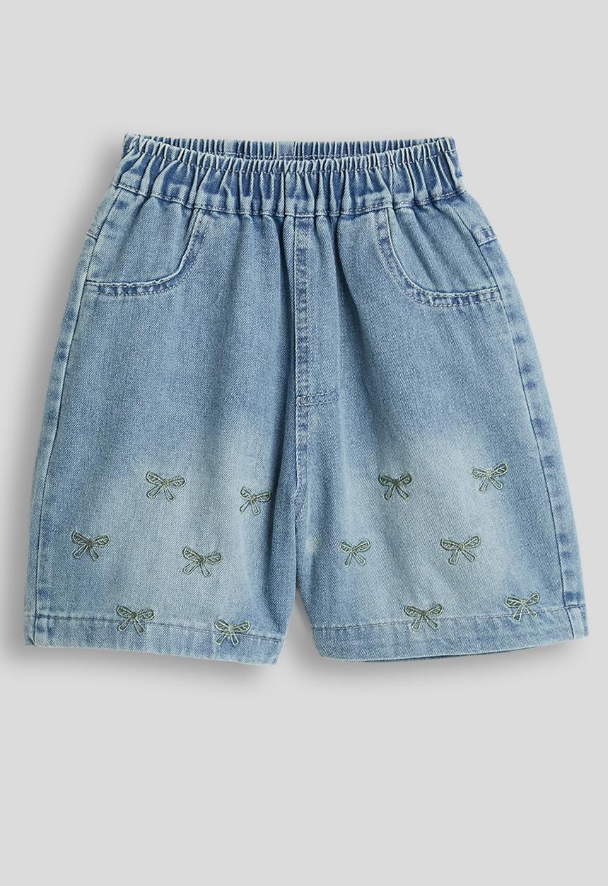 Pop Candy - Bow embroidered shorts - light blue