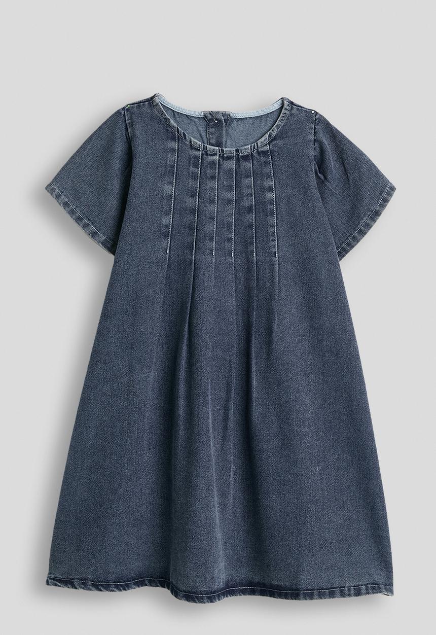 Pop Candy - Pintuck bodice denim dress - navy