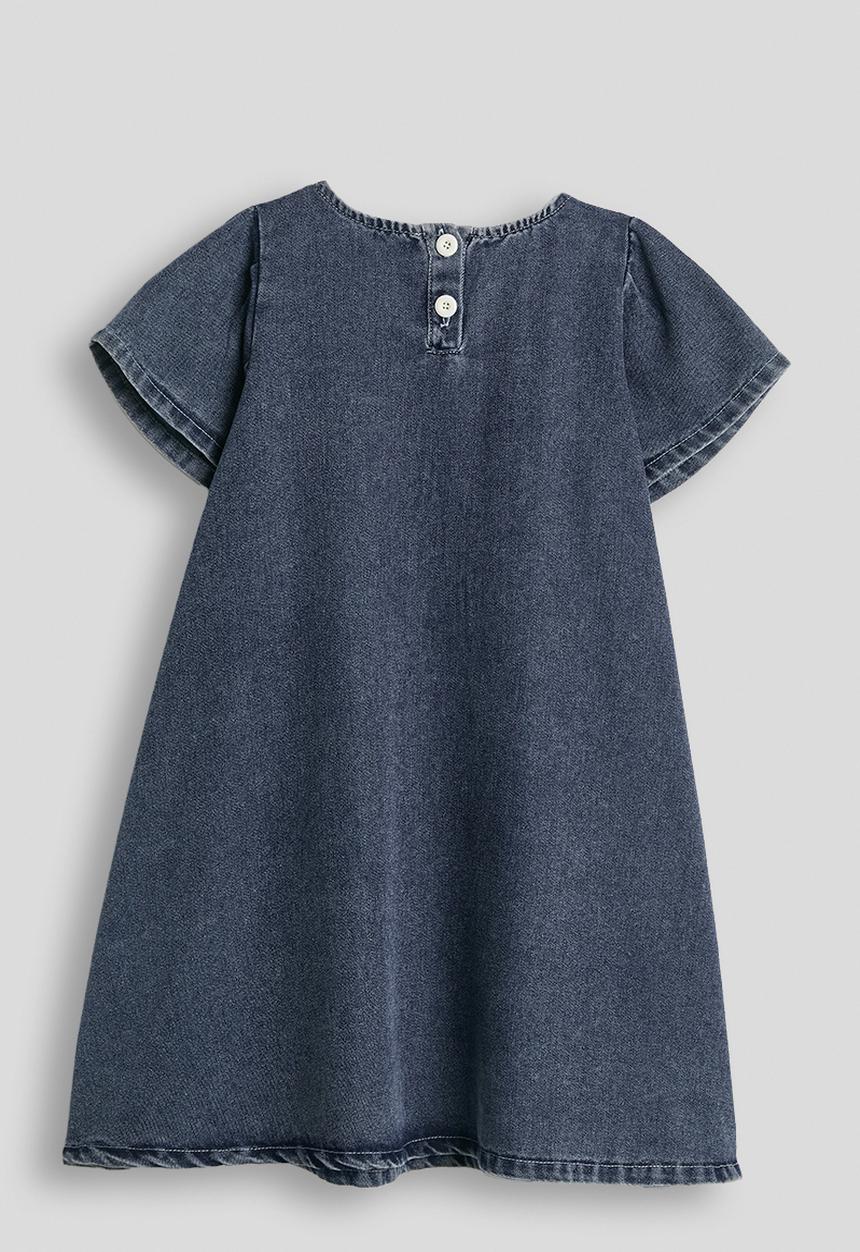 Pop Candy - Pintuck bodice denim dress - navy