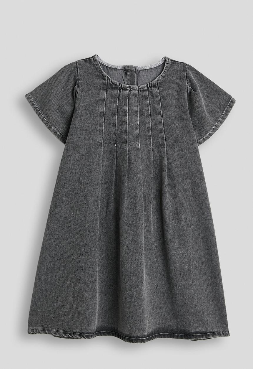 Pop Candy - Pintuck bodice denim dress - black