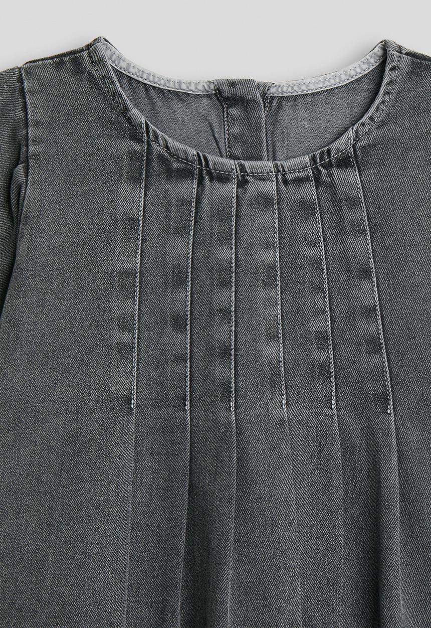 Pop Candy - Pintuck bodice denim dress - black