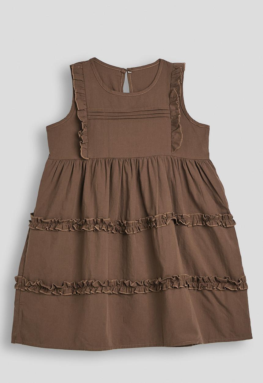 Pop Candy - Ruffle detail tiered dress - chocolate