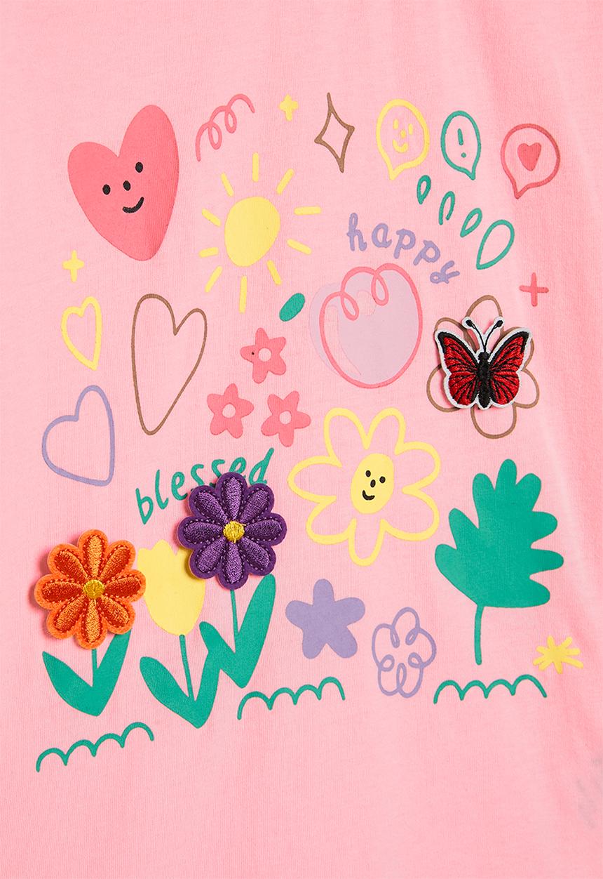 Pop Candy - Floral graphic tee - pink