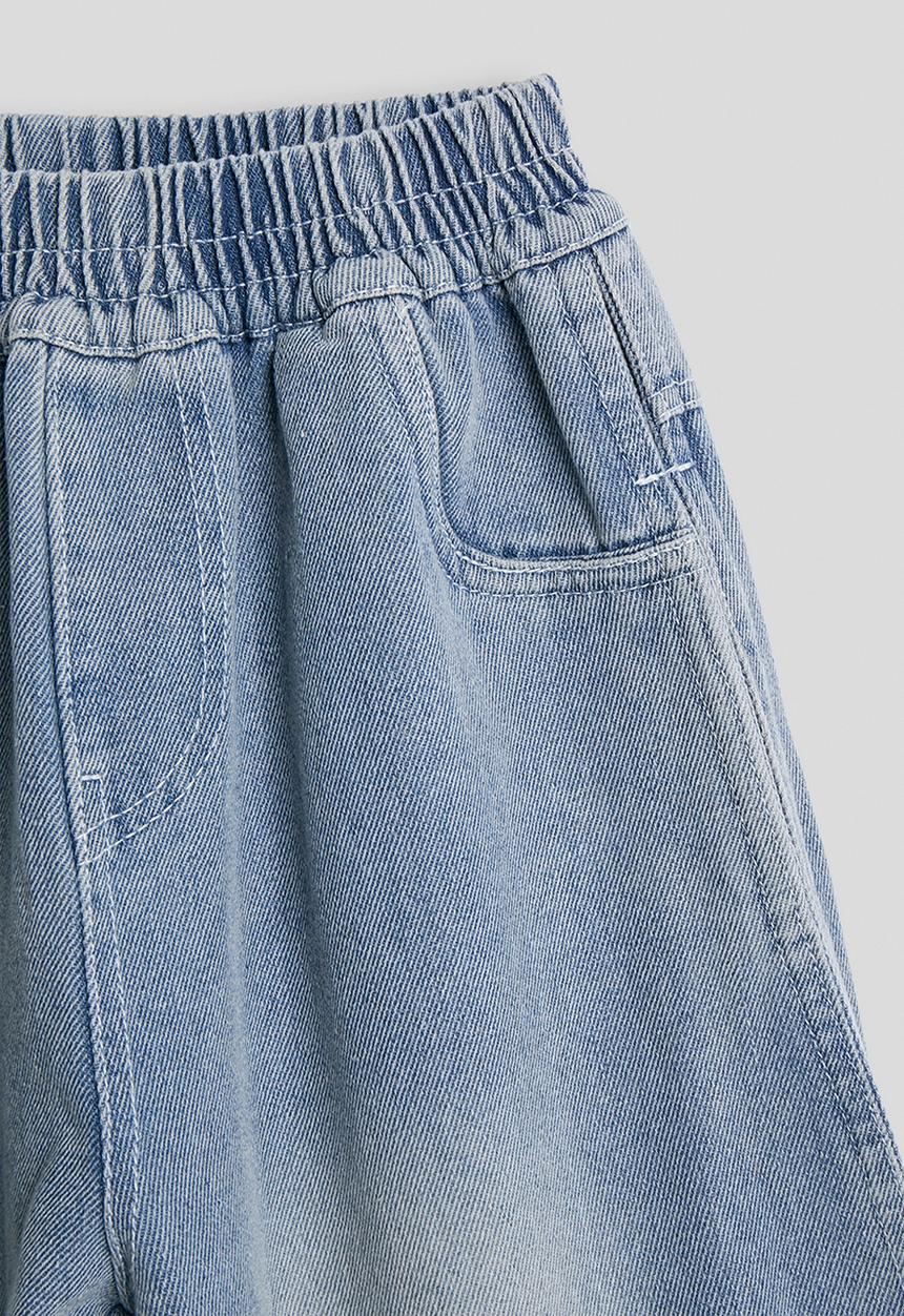 Pop Candy - Side seam pleat detail barrel leg jeans - blue
