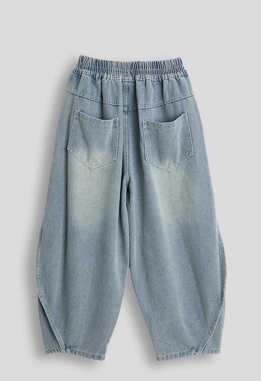 Pop Candy - Side seam pleat detail barrel leg jeans - blue