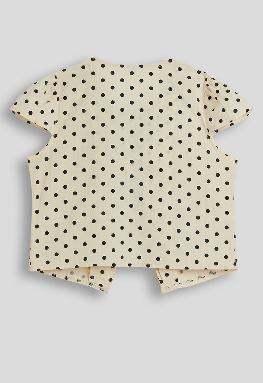 Pop Candy - Girls ruched button closure blouse - cream
