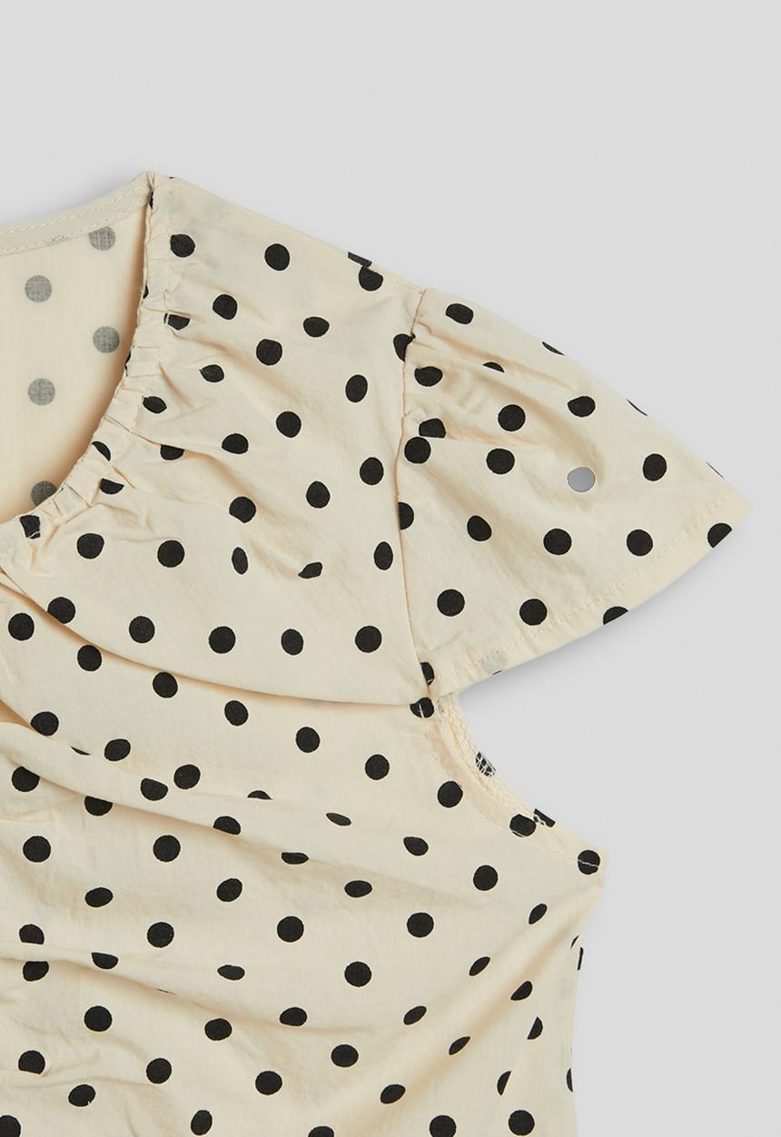Pop Candy - Girls ruched button closure blouse - cream