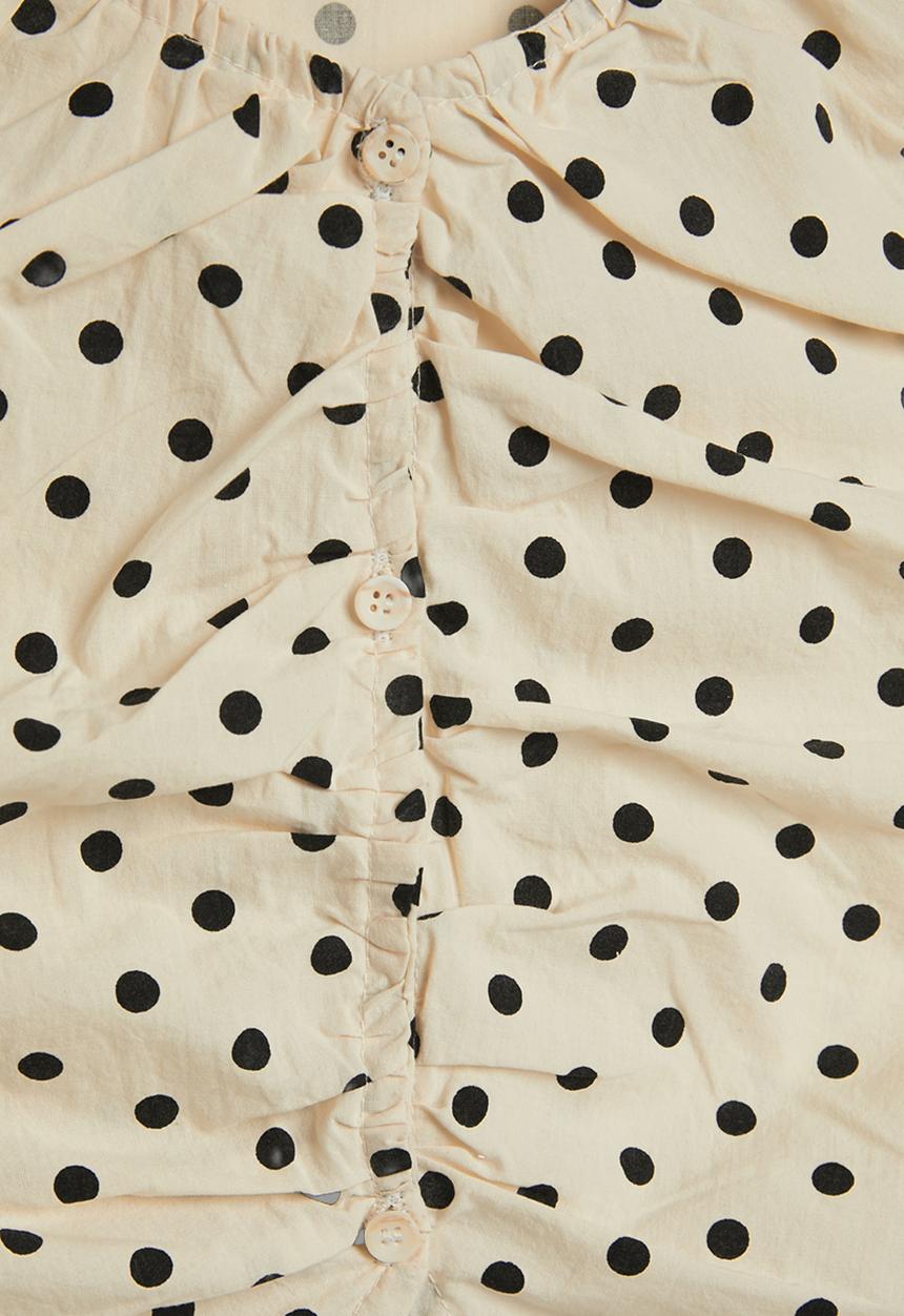 Pop Candy - Girls ruched button closure blouse - cream
