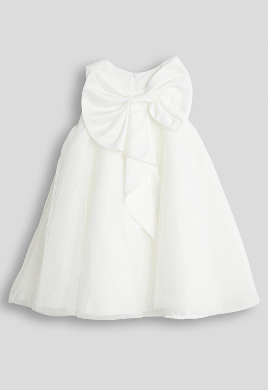 Pop Candy - Large front bow satin dress - white