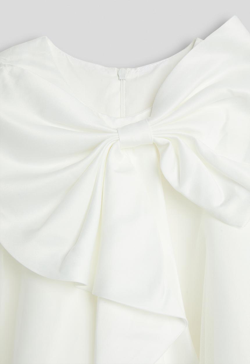 Pop Candy - Large front bow satin dress - white