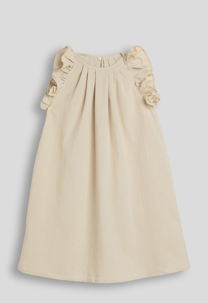 Pop Candy - Pleated neckline flared dress - khaki