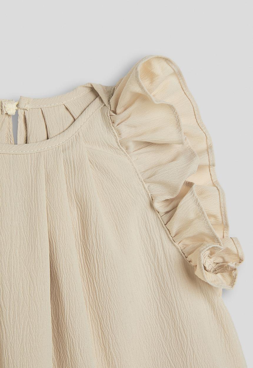 Pop Candy - Pleated neckline flared dress - khaki