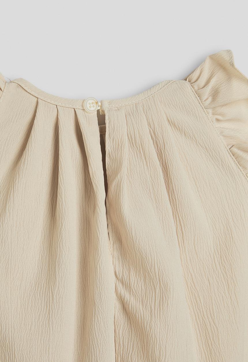 Pop Candy - Pleated neckline flared dress - khaki