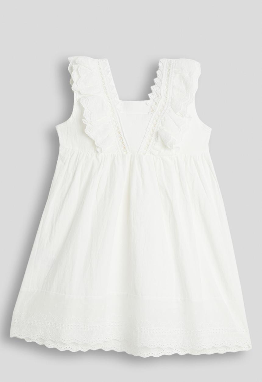 Pop Candy - Lace trimmed ruffle sleeve dress - white