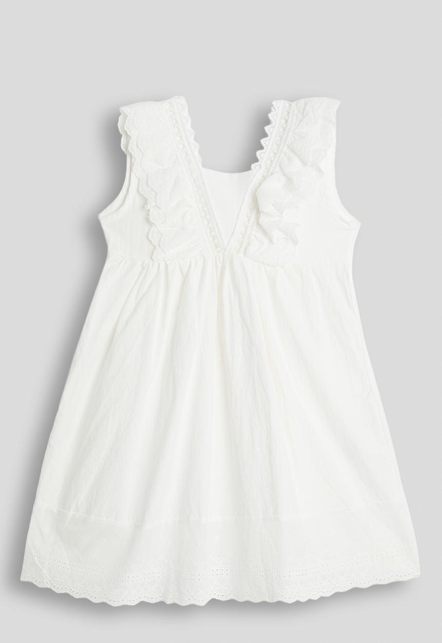 Pop Candy - Lace trimmed ruffle sleeve dress - white