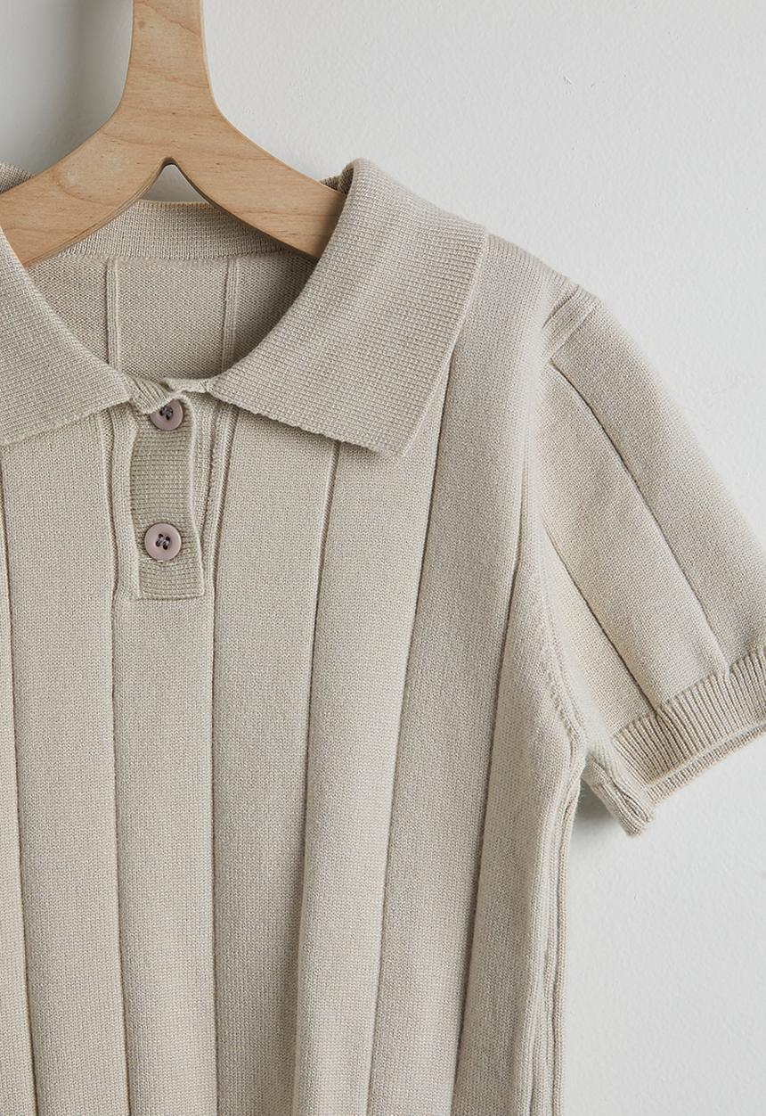 Pop Candy - Knit polo shirt and shorts - light beige
