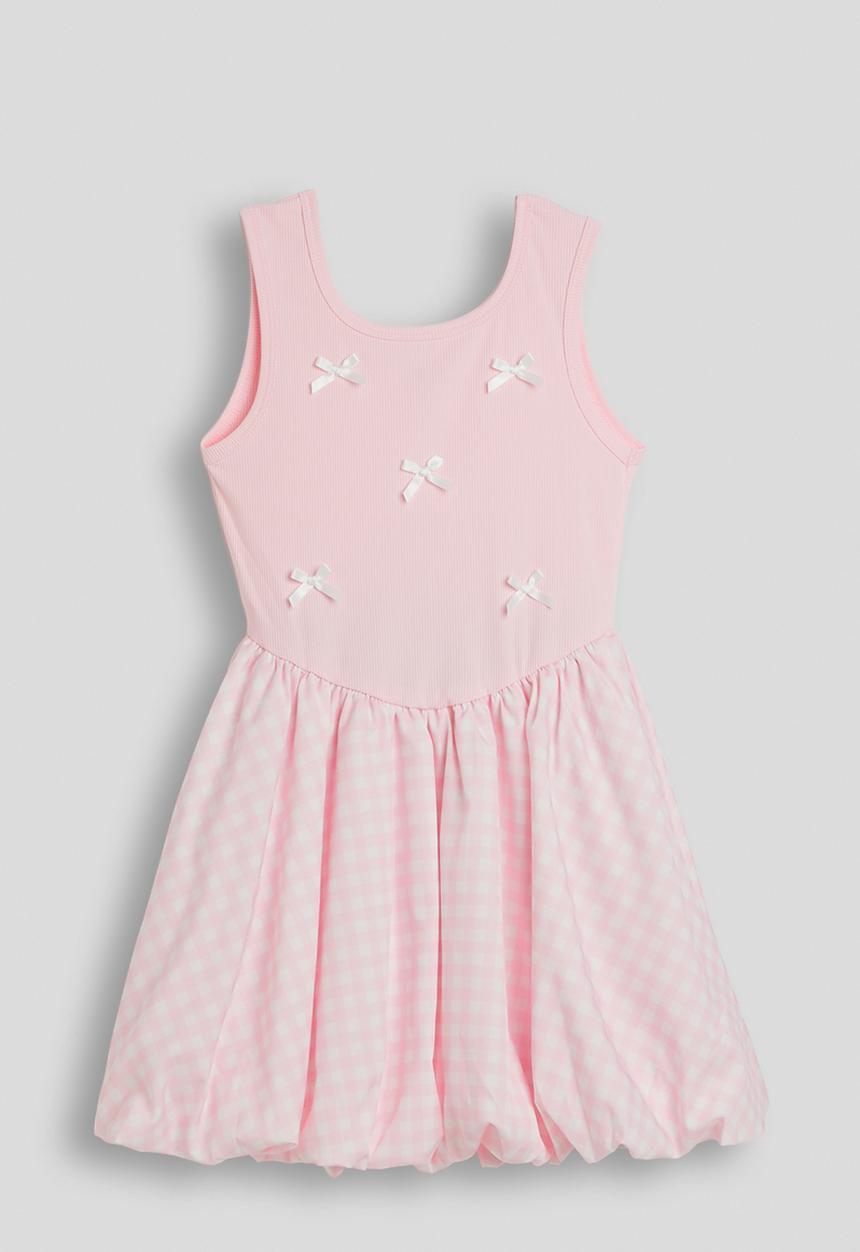 Pop Candy - Gingham bubble skirt combo dress - pink