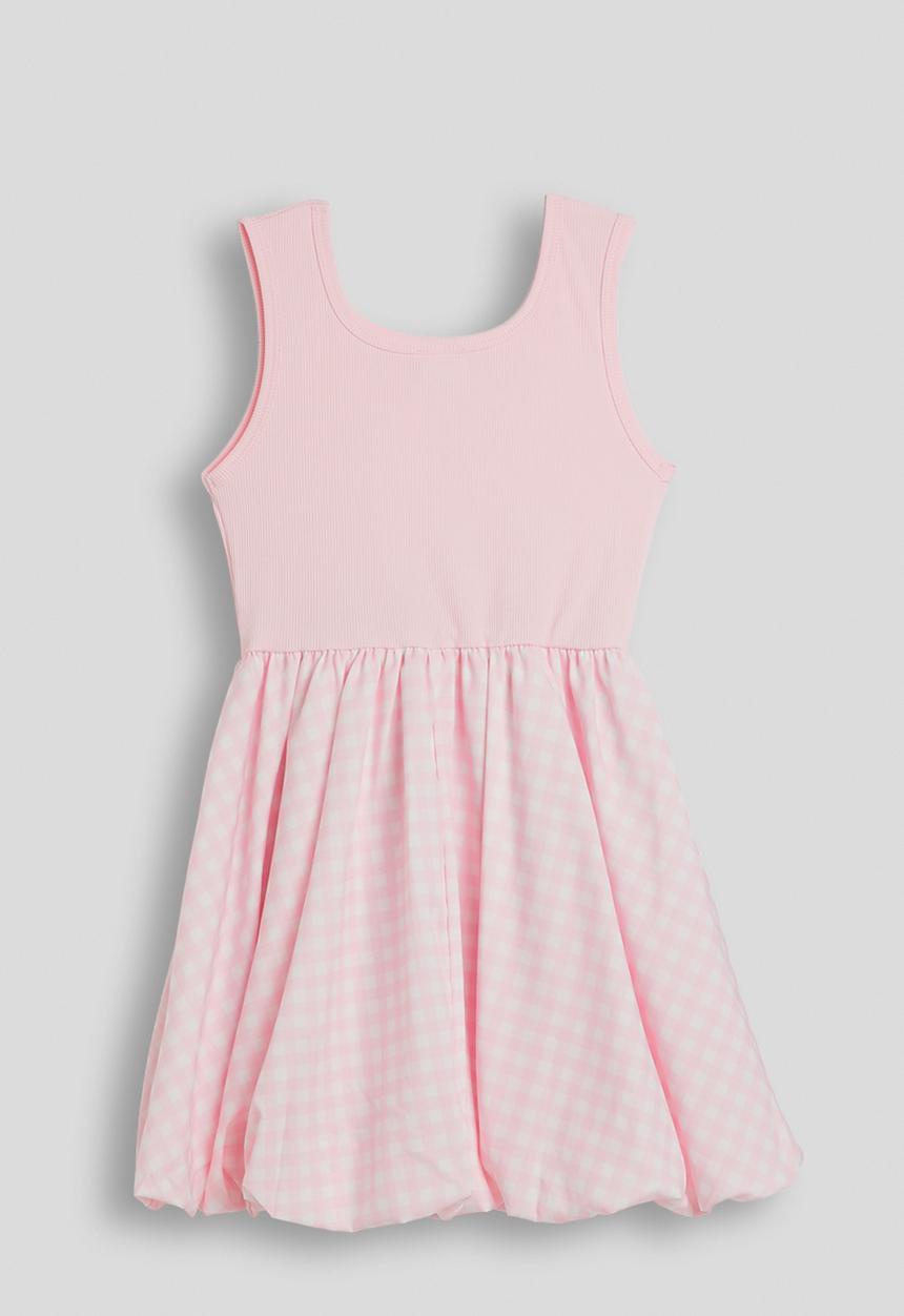 Pop Candy - Gingham bubble skirt combo dress - pink