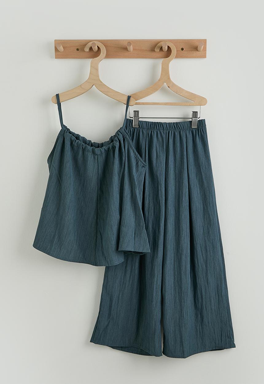 Pop Candy - Flared tank top & extra wide leg pants - blue