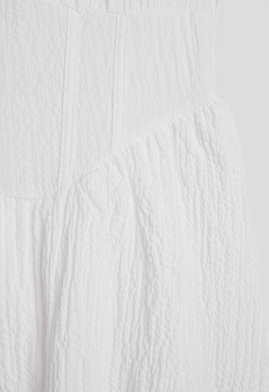 Pop Candy - Ruched bodice dress with layered skirt - white
