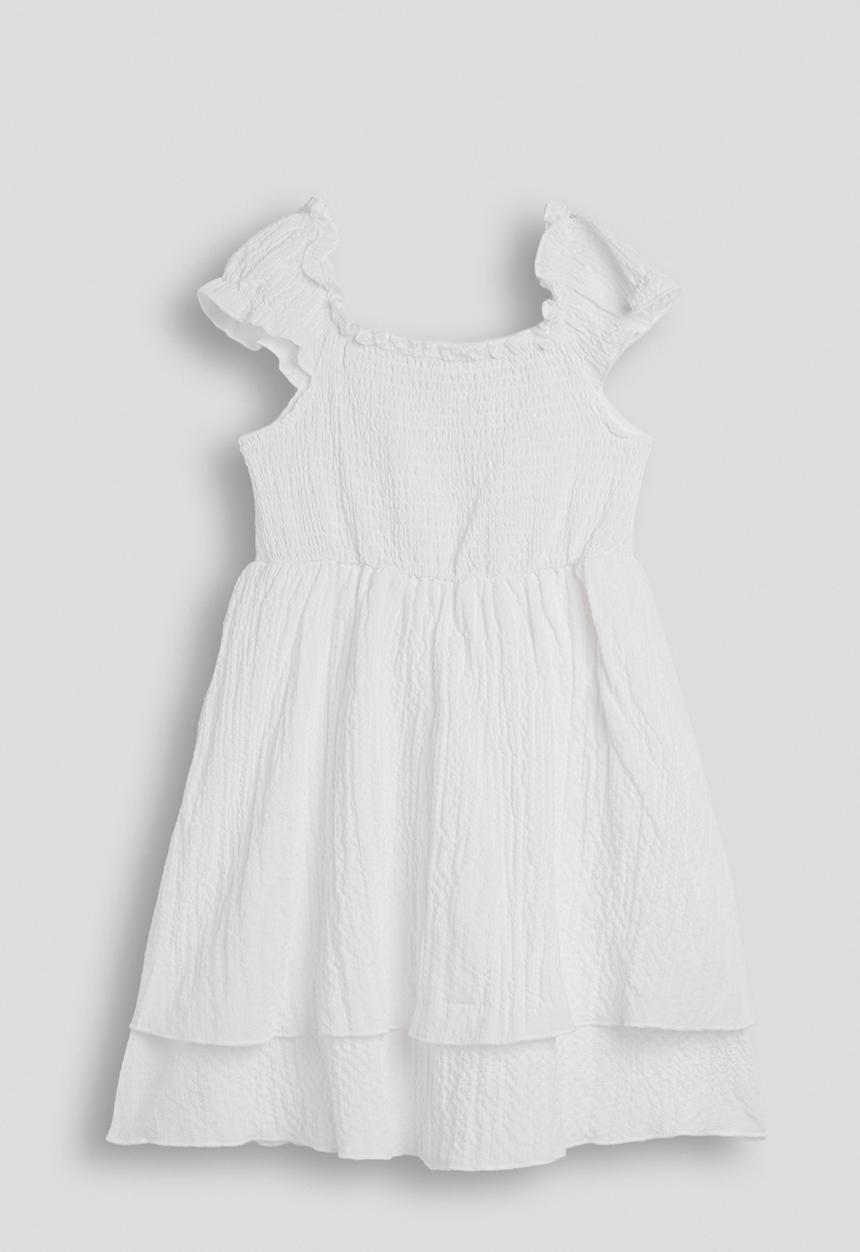 Pop Candy - Ruched bodice dress with layered skirt - white
