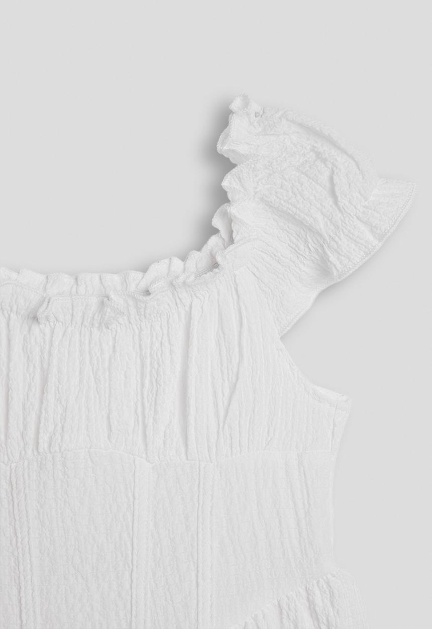 Pop Candy - Ruched bodice dress with layered skirt - white