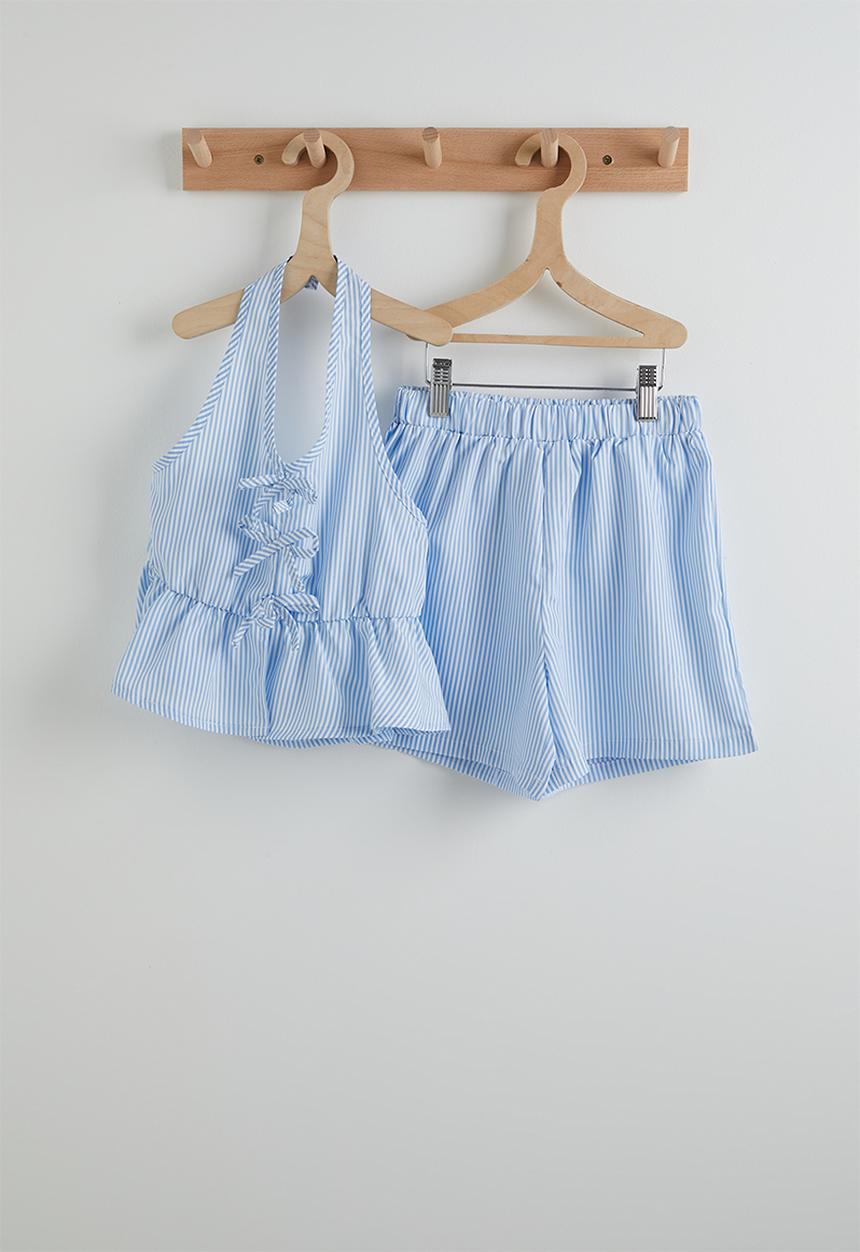 Pop Candy - Halter top and shorts - light blue