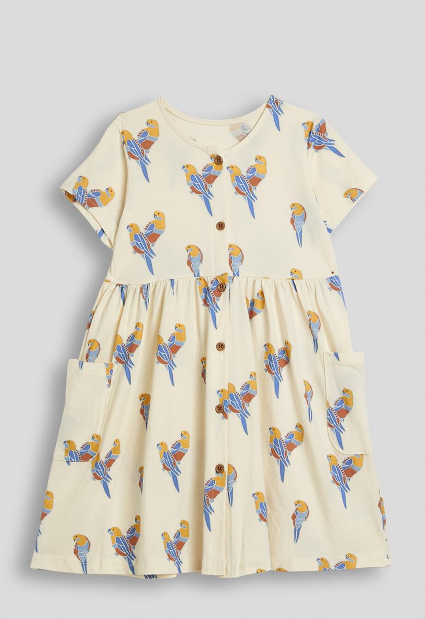 Pop Candy - Parrot aop skater dress - off white