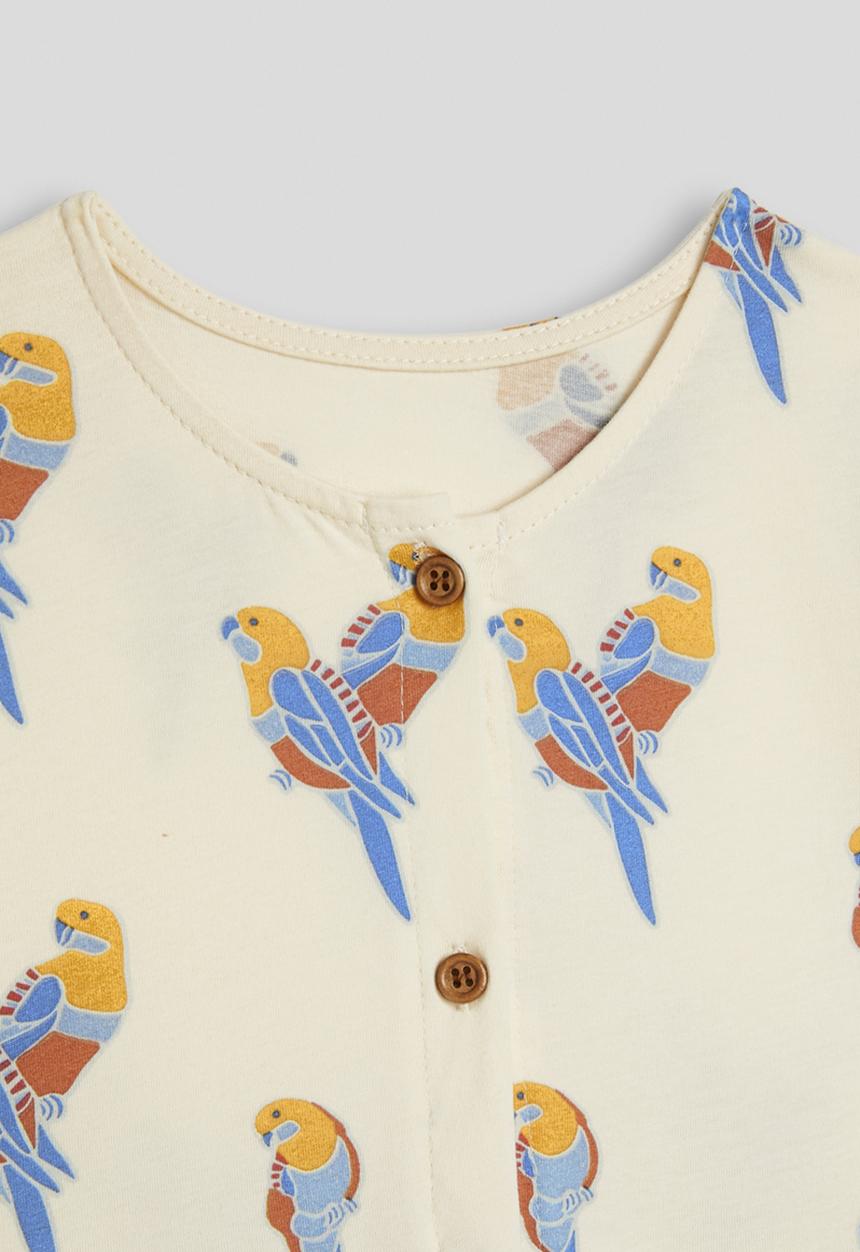 Pop Candy - Parrot aop skater dress - off white