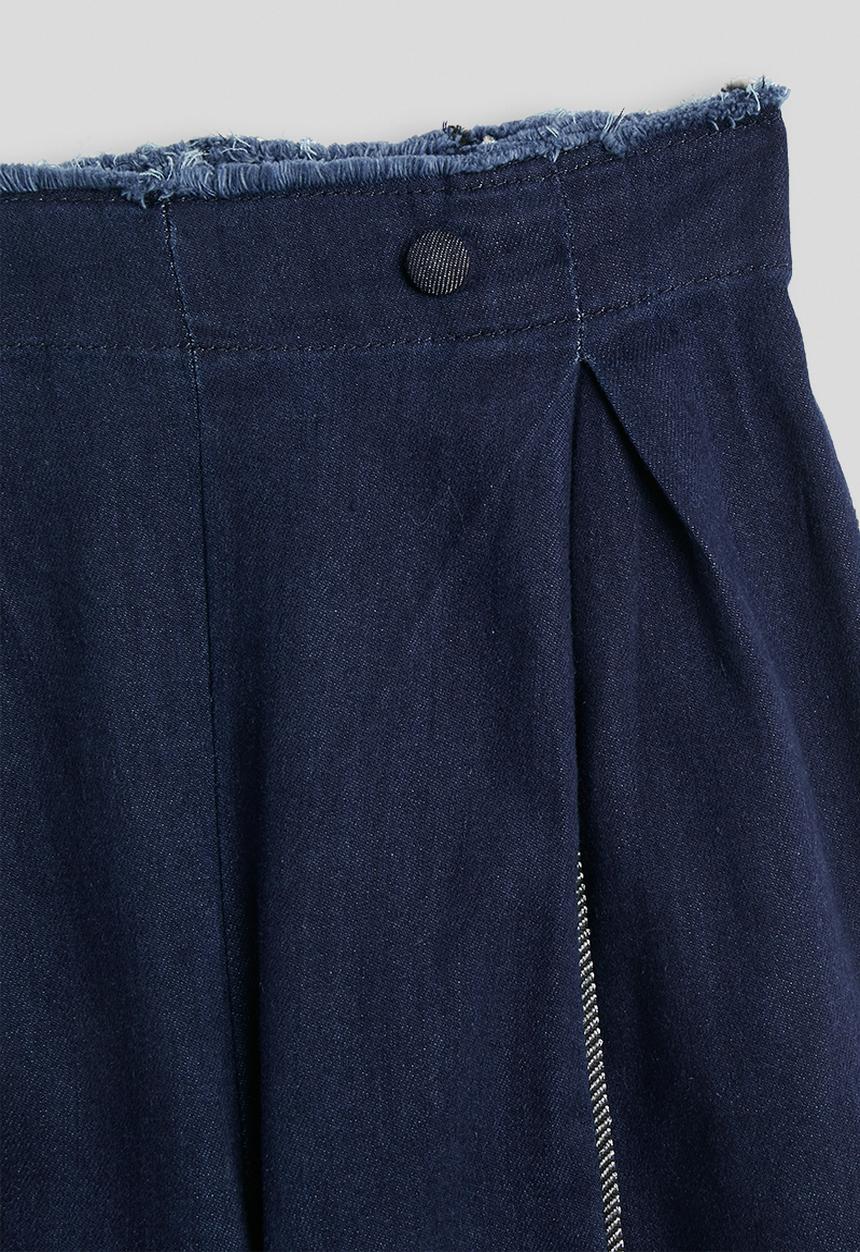 Pop Candy - Raw waistband wide leg jeans - navy