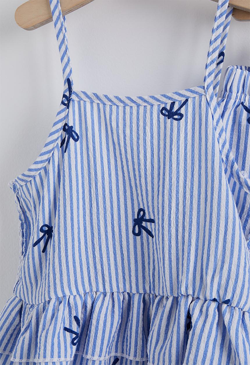 Pop Candy - Frilled peplum top & pants - light blue