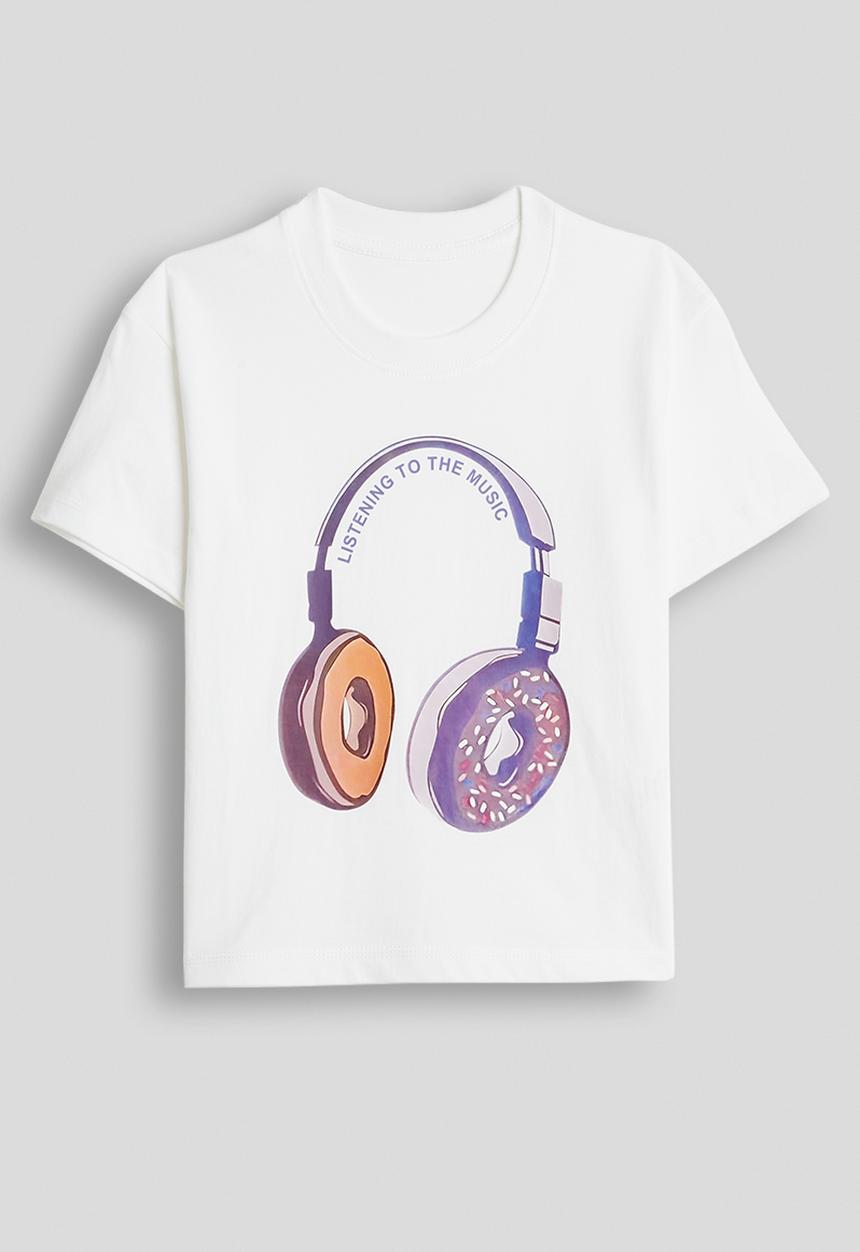 Pop Candy - Headphone graphic tee - white
