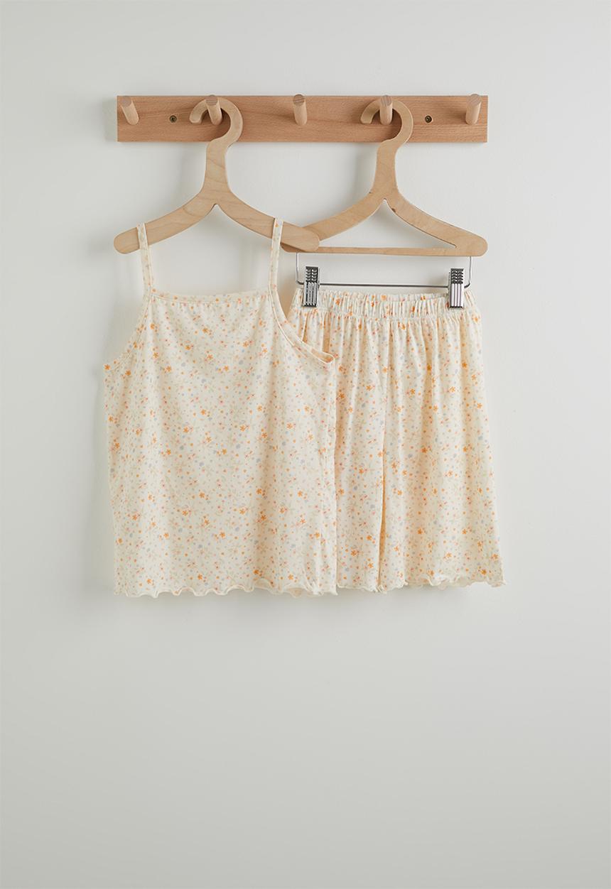 Pop Candy - Floral aop cami and shorts pj set - lt yellow