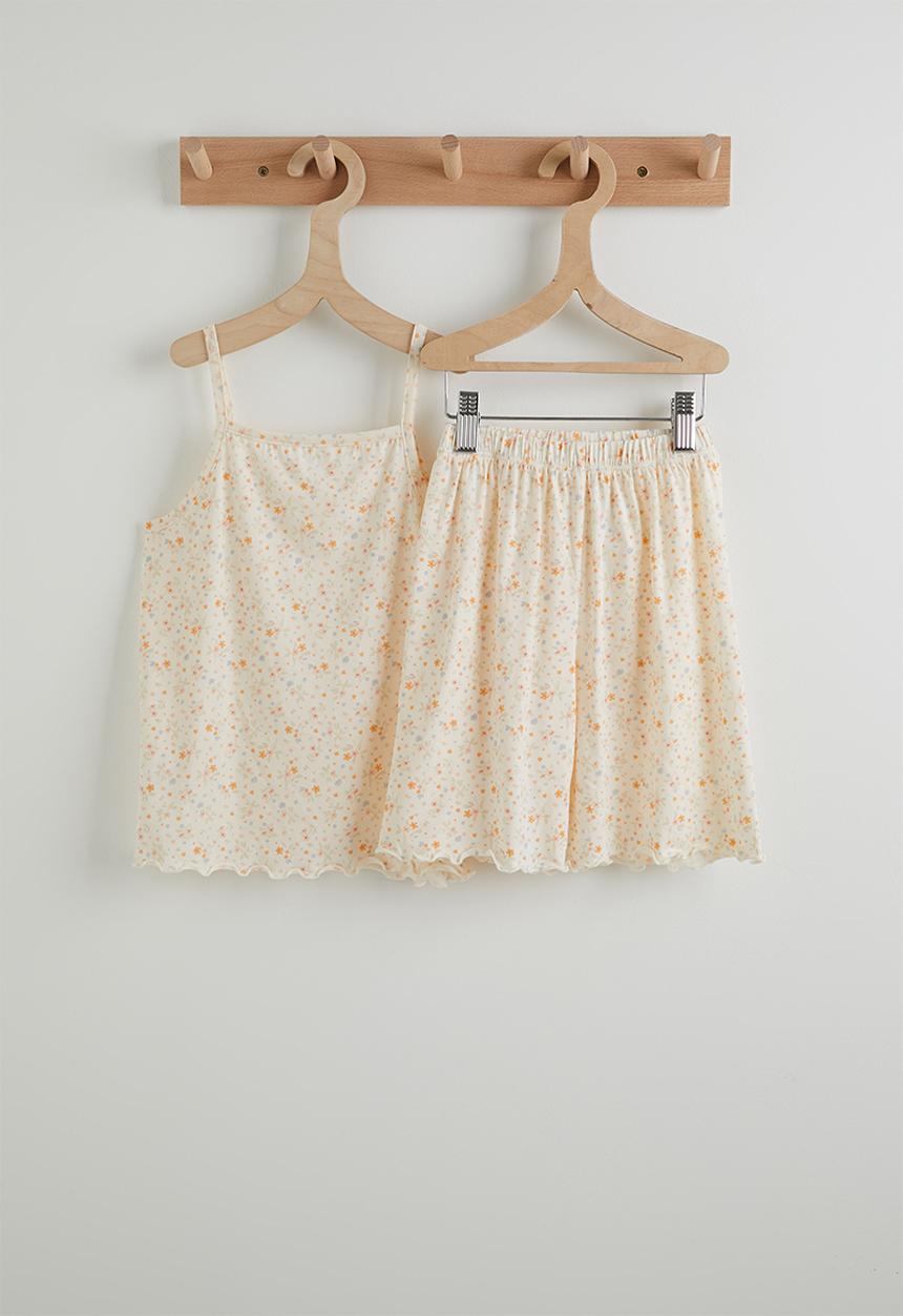Pop Candy - Floral aop cami and shorts pj set - lt yellow