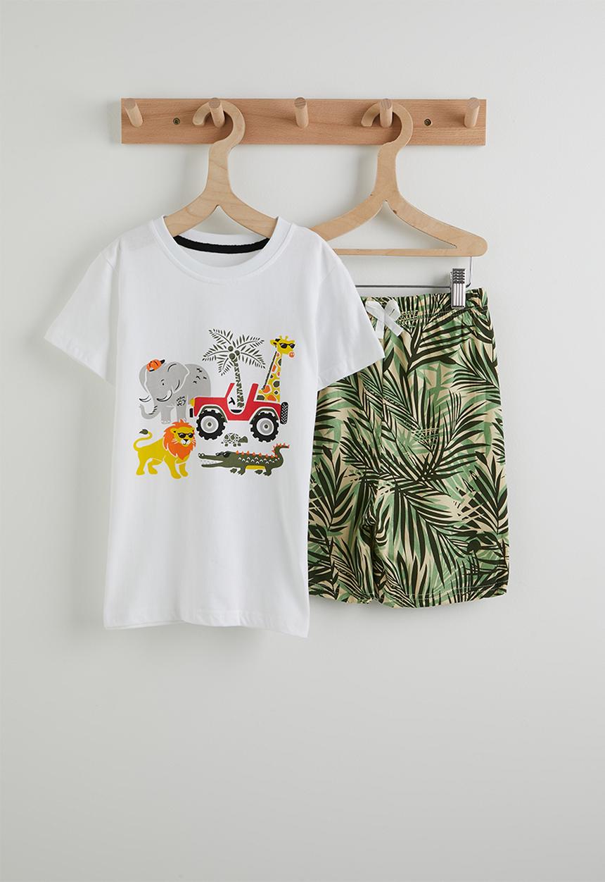 Pop Candy - Graphic tee and palm tree shorts - white/multi