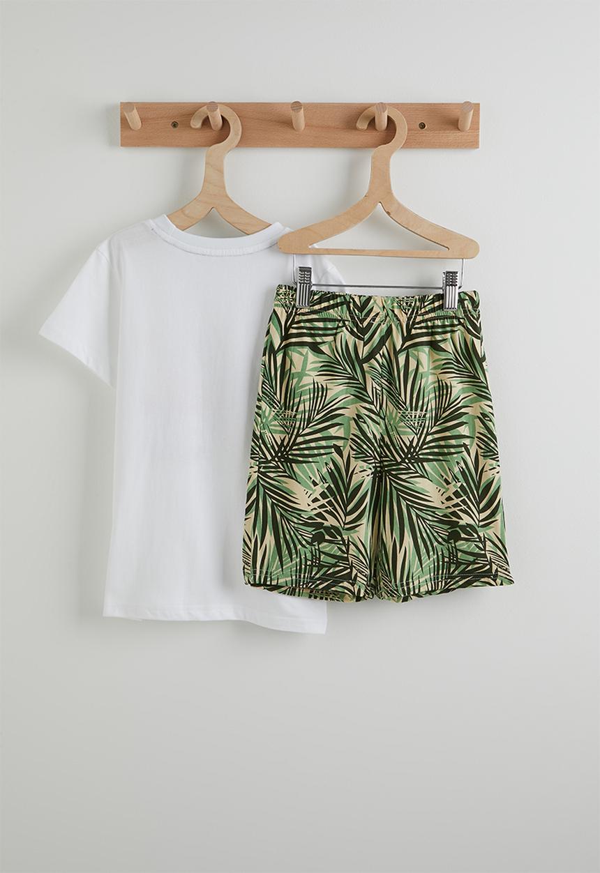 Pop Candy - Graphic tee and palm tree shorts - white/multi