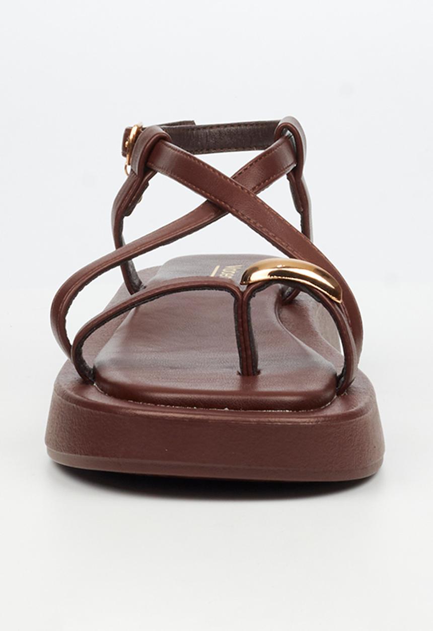 Viabeach - Coconut 23 gold trim thick sandal - chocolate
