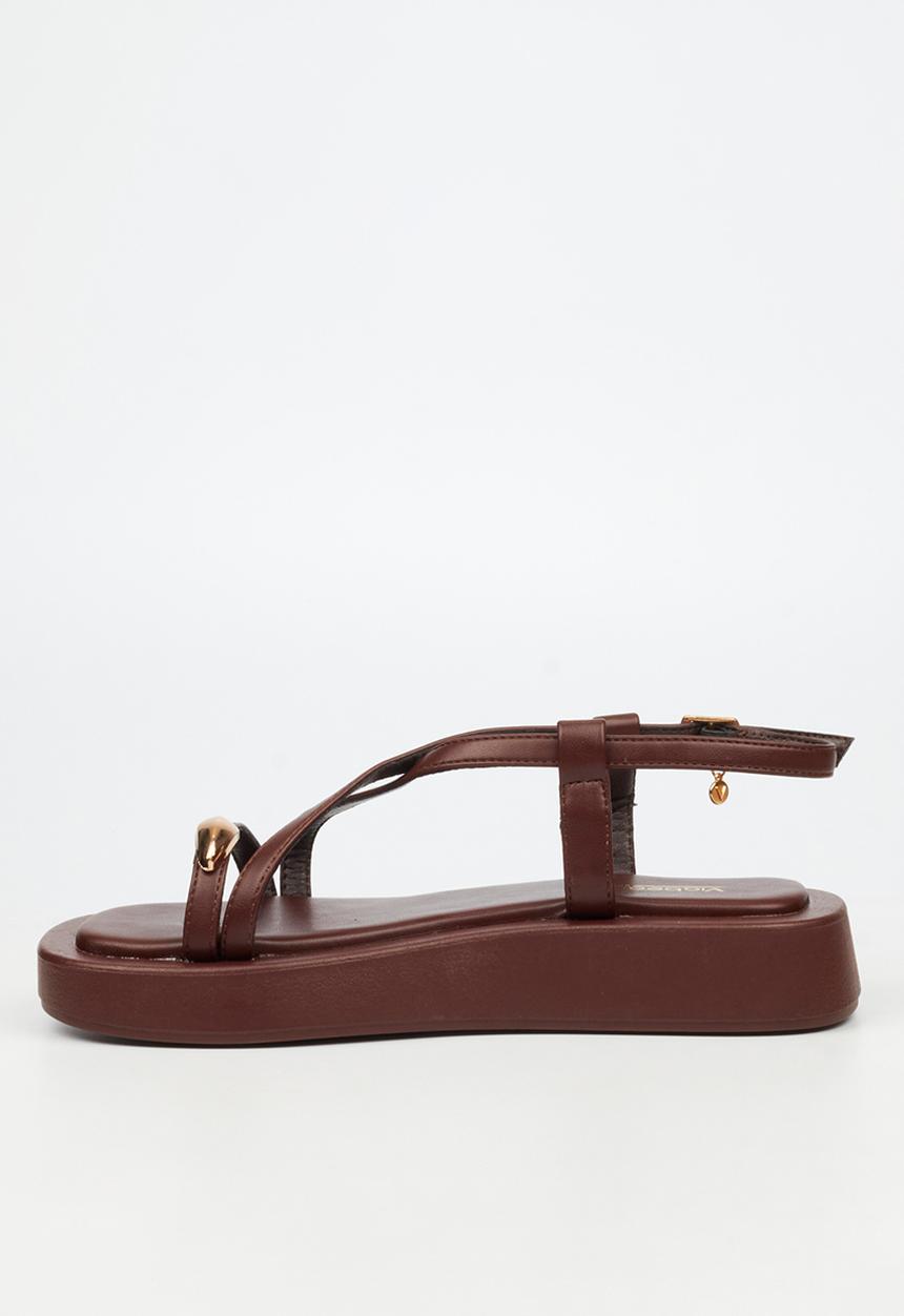 Viabeach - Coconut 23 gold trim thick sandal - chocolate