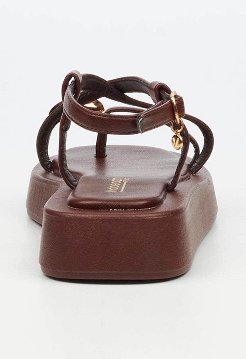Viabeach - Coconut 23 gold trim thick sandal - chocolate