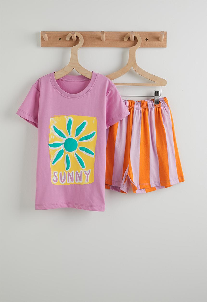 Pop Candy - Graphic tee with shorts - purple & red stripes