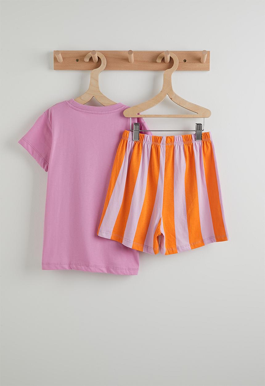 Pop Candy - Graphic tee with shorts - purple & red stripes